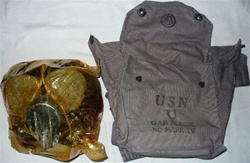 Original WWII U.S. Navy Diaphragm ND MARK IV Gas Mask and Filter dated 1944 (Unissued)